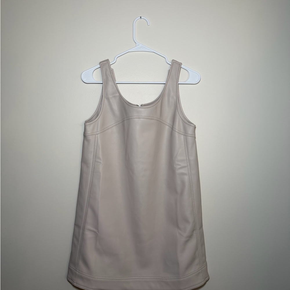 Pilcro by Anthropologie Beige Vegan Leather Scoop - Neck Shift Dress 6P